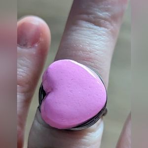 Pink conversation heart ring